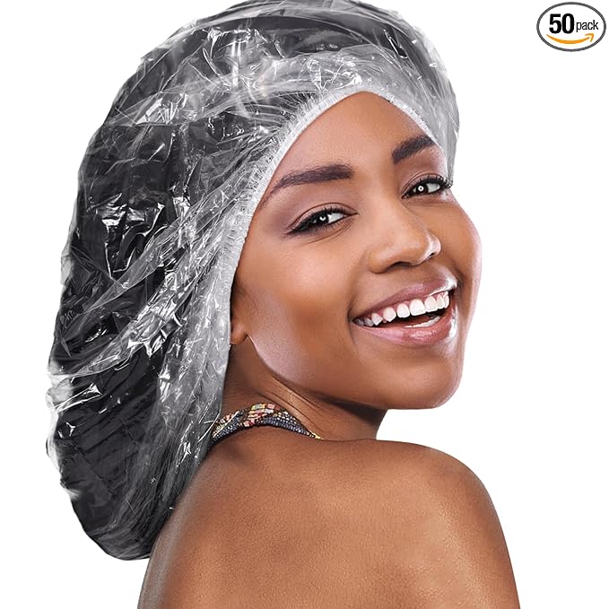 50 PCS Disposable Shower Caps - Extra Large, Waterproof Elastic, Thick Hair Caps For Bath & Spa