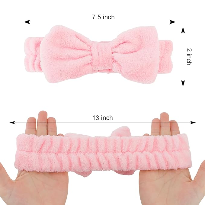 Casoty Black White Pink Skincare Headband for Washing Face Cute Face Wash Spa Headband for Women Makeup Hair Band Stocking Stuffers Spa Party Hair Accessories Gifts for Women Girls