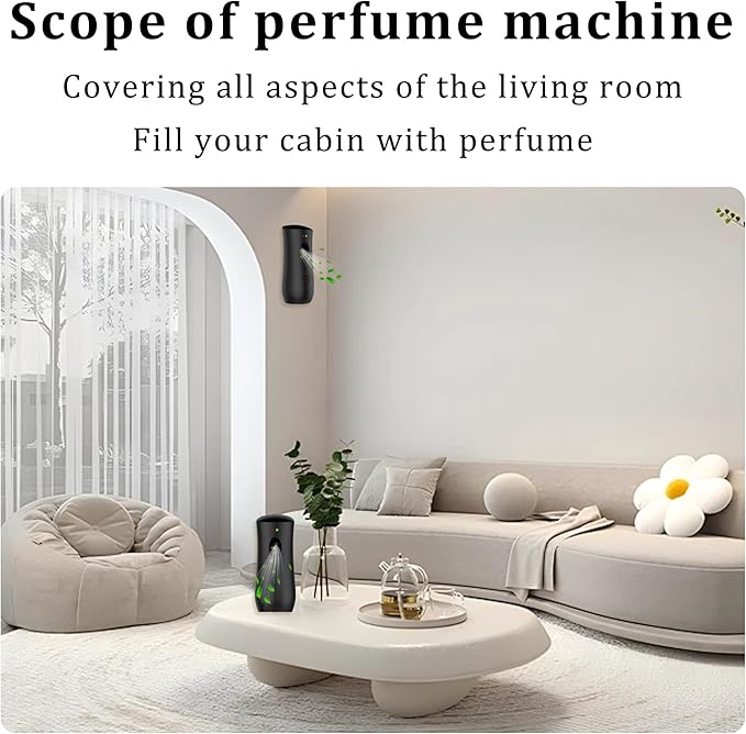 Automatic Air Freshener Spray Dispenser (6-Pack), Free Standing or Wall Mounted Adjustable Aromatherapy Machines for Home, Indoor, Bathrooms, Offices, Hotels and Commercial Places (Black,001)