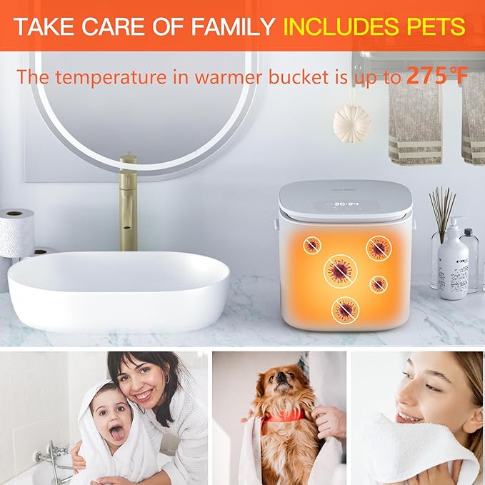 DOACE Upgraded Towel Warmer Bucket, Small Size Towel Warmers with Auto Keep Warm, Heat Time 20/40/60 Min Adjustable and Delay Time Up to 24 Hours, Hot Towel Warmer for Bathroom, Gift for Mother's Day