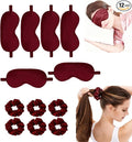 12Pcs Silk Sleep Masks Satin Eye Mask Silky Eyes Cover Blindfold Eyeshade Hair Ties Scrunchy Travel Bridesmaids Gifts