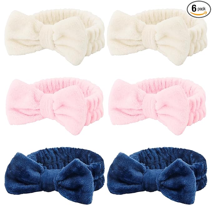 Casoty 6 Pcs Spa Headband, Hair Band for Washing Face, Cheetah Makeup Headband, Skincare Headbands, Soft Fleece Hairband for Face Washing Yoga
