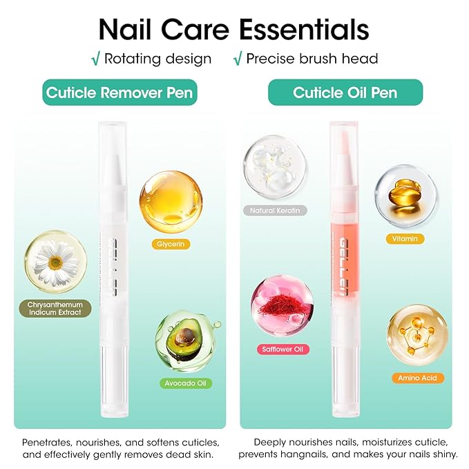 Gellen Nail Cleanser Pads 50PCS with 10PCS Manicure Tools Kit: Ceramic Cuticle Pusher Pen, Remover and Cuticle Oil Nail Prep Care Kit, Nail File 100/180, Polishing Buffer, Nail Clipper & Brush