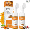 femani 2pcs Glow Wash Turmeric Face Wash With Brush, Deep Cleansing Exfoliating Foaming Facial Cleanser, Improve Skin Condition