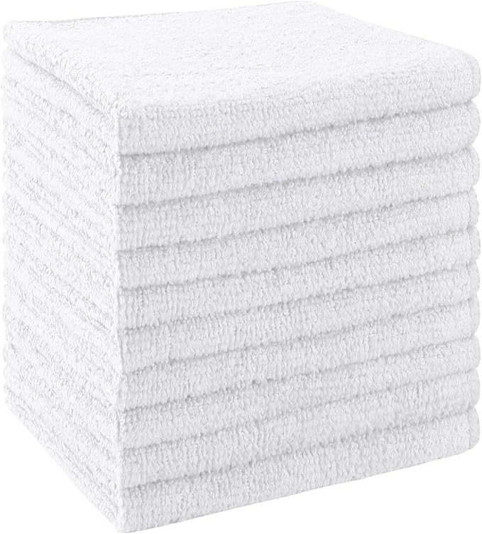 UNIMADE Washcloths Bulk - 10 Pack - Face Towels (12" x 12"), Highly Soft Wash Cloths and Hand Towels, Fast Drying Multi-Purpose Microfiber Cleansing Cloths for Bathroom, Hotel, Spa, and Salon - White