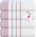 CASA COPENHAGEN White Bay 4Pcs 100% Egyptian Cotton Designer Hand Towels Gift Set- Grey - Purple 600 GSM, 28"x16", 4Hand Towels for Bathroom Set for Women & Men