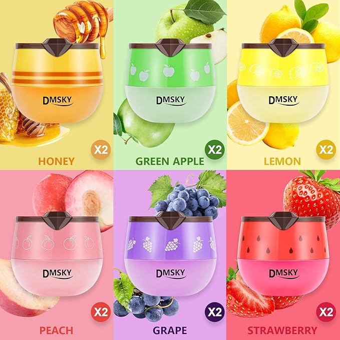 DMSKY 12 PCS Bee Lip Balm Lip Mask Honey Pot, Propolis Sleeping Lip Mask for Dry Chapped Lips, Mothers Day Gifts, Easter Basket Stuffers, Skincare Gifts for Women Girls