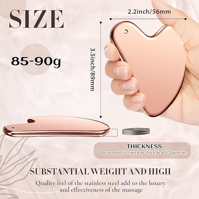 Nuanchu Stainless Steel Gua Sha Facial Tool, Metal Gua Sha for Lymphatic Drainage, Guasha Face Sculpting Double Chin Reduce with Pouch Mother Day Self Care Gift(Pink)