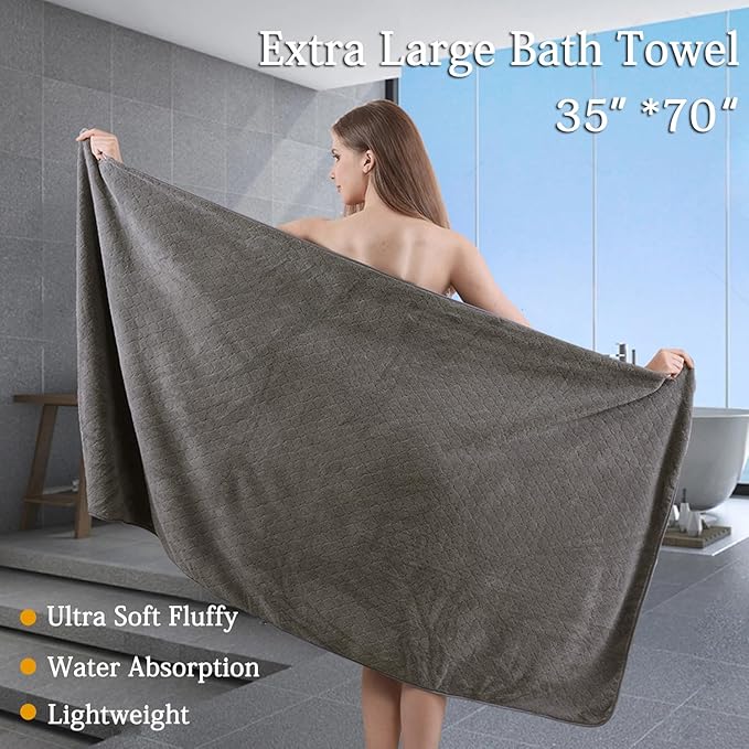 Ycosy Extra Large Bath Towels Set 35x70 Inches - Luxury 600 GSM Oversized Bath Sheet Towel,Ultra Soft Microfiber - Quick Dry,Highly Absorbent Shower Towels Spa Hotel Bathroom Towel Set (4-Pack,Brown)