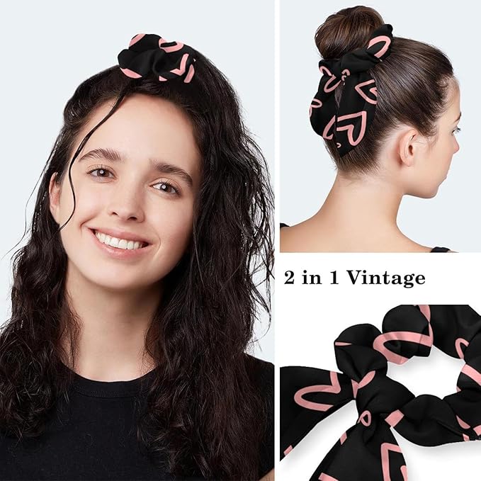 Ethnic Aztec Pattern Adjustable Scrub Cap Hat with Button, Working Hat Sweatband with Bow Hair Scrunchy for Woman