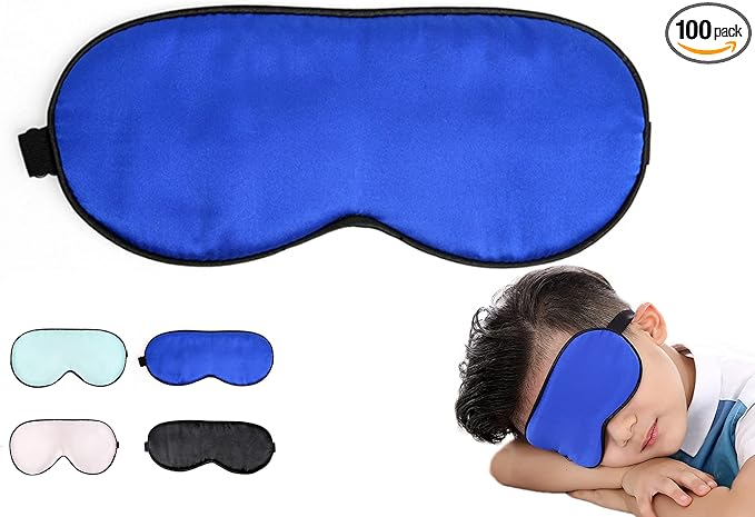 Mulberry Silk Sleep Mask for Kids with Adjustable Strap, Cute Sleeping Eye Mask for Boys Girls, 1 Pack