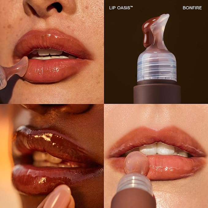 The Outset Lip Oasis Hydrating Lip Balm, Glossy Moisturizing Lip Treatment for Dry, Sensitive Lips, Clean, Vegan & Gluten-Free, Bonfire, 0.3 oz