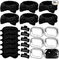 Hoteam 24 Pcs Spa Party Favors Supplies 6 Spa Headband 6 Plush Sleep Eye Mask 6 Hair Claw Clips 6 Clear Cosmetic Bags for Adult Sleepover Slumber Party Graduation Gift(Black)