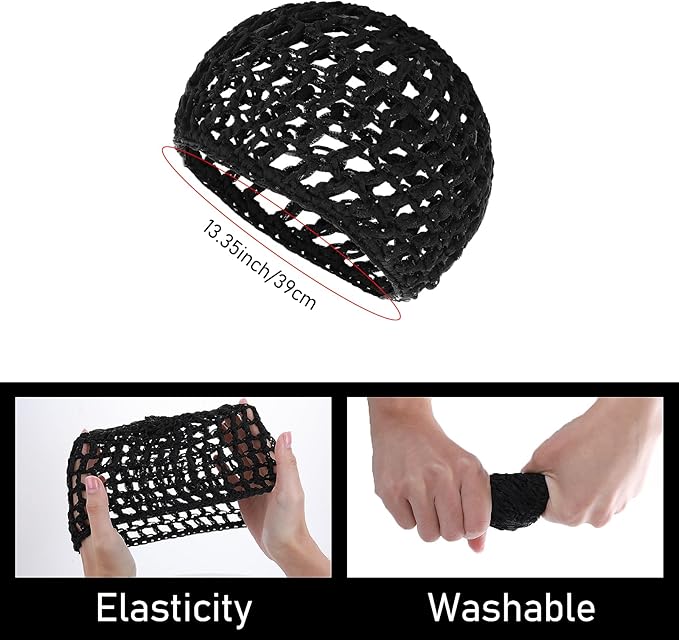 WLLHYF Wig Cap Thick Long Hair Caps Adjustable Net Mesh Braided Weaving Making Crochet Sew Weave Fishnet Grip Headband