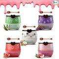 5PCS Bee Lip Balm Honey Pot，Peach&Grape&Aloe&Coconut&Watermelon Lip Mask Overnight Propolis Moisturizing Lip Balm Hydrating Prevention Dry and Crack Lip Scrubs Exfoliator Lip Wrinkle Care