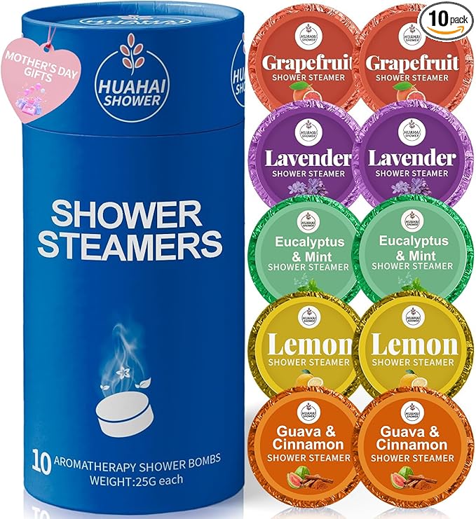 Shower Steamers Aromatherapy, Mothers Day Gifts from Husband, 10-Pack Shower Bombs, Mothers Day Gifts for Mom Women Her Wife, White Elephant, Self Care- Relaxation, Travel Essentials