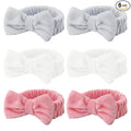Casoty 6 Pcs Skincare Spa Headband Make Up Headbands, Bow Hair Band, Soft Coral Fleece Facial Headbands for Washing Face, Towel Head Band for Face Washing Shower Skin Care Yoga