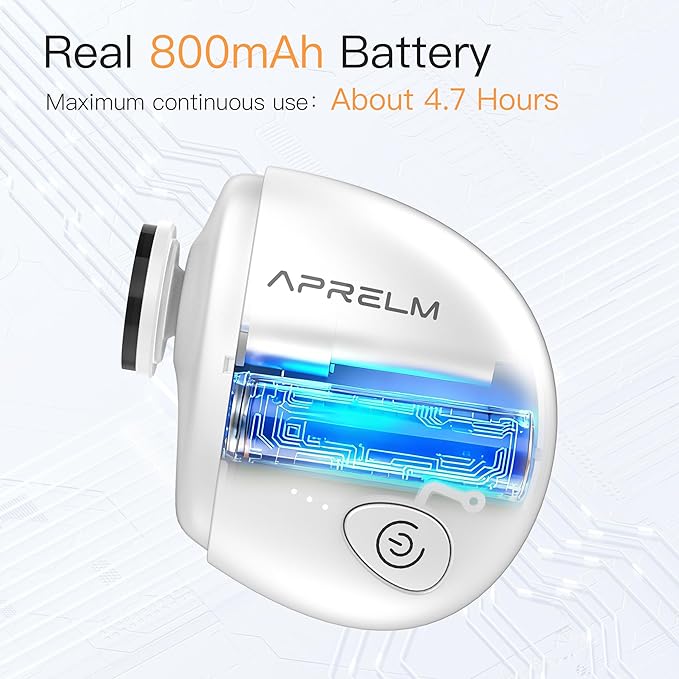 AprElm Portable Electric Hand & Foot Callus Remover with 2 Glass Grinding Heads, Rechargeable 800RPM Mini Electric Hand & Foot File for Travel Outdoors Climbers Gym Athletes (E9 Pearl White)