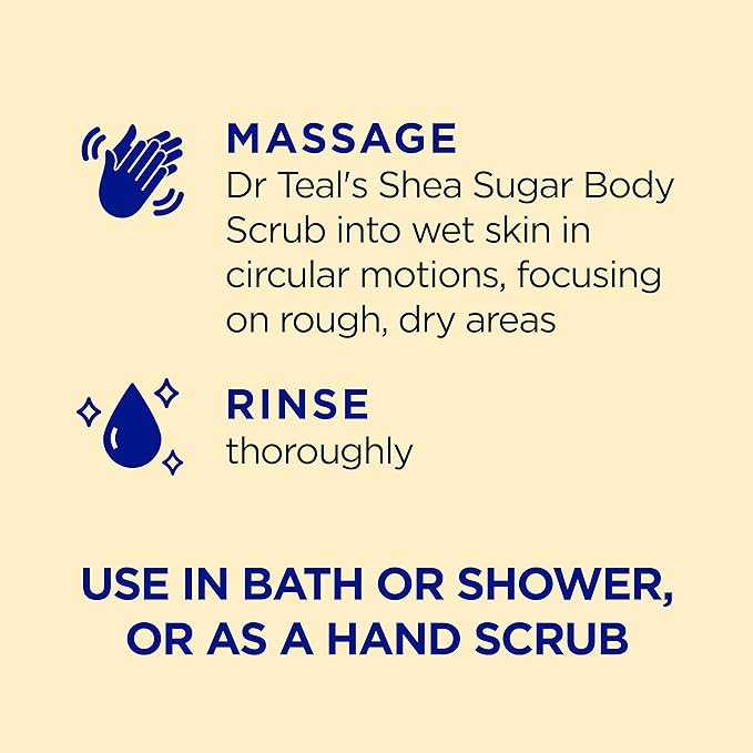 Dr Teal's Shea Sugar Scrub, Prebiotic Lemon Balm, 19 oz (Pack of 3)