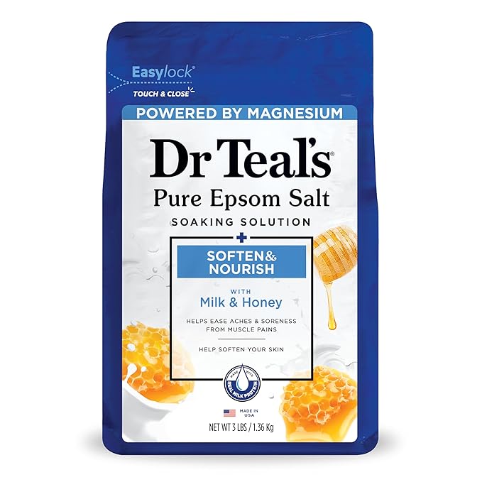 Dr. Teal's Epsom Salt Soaking Solution, Soften & Nourish with Milk and Honey, 48 Oz