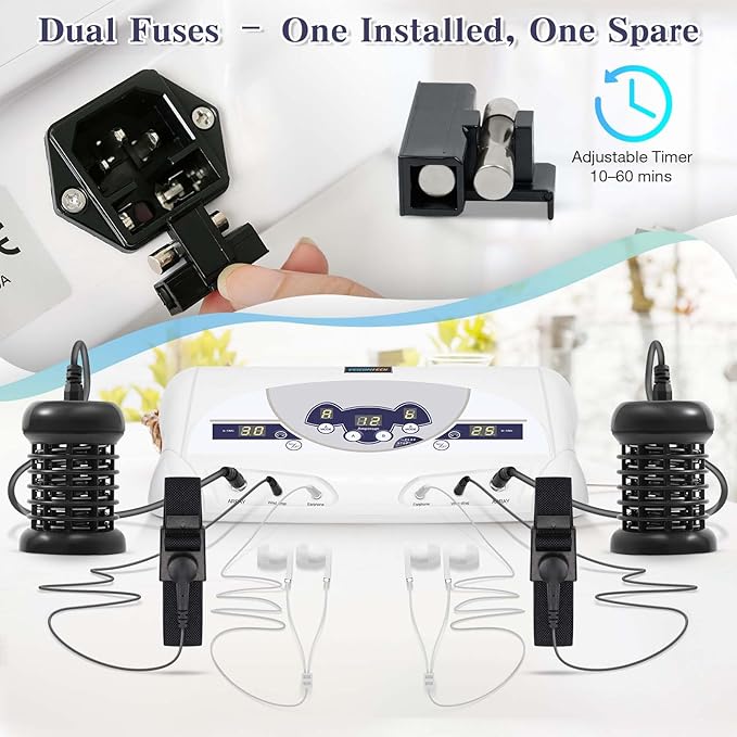 veicomtech Dual Ionic Foot Bath Detox Machine, ion Detox Foot Bath Spa Cleanse System for 2 Users with MP3 Music Player, 2 Array, 2 Wrist Band, 5 Liners