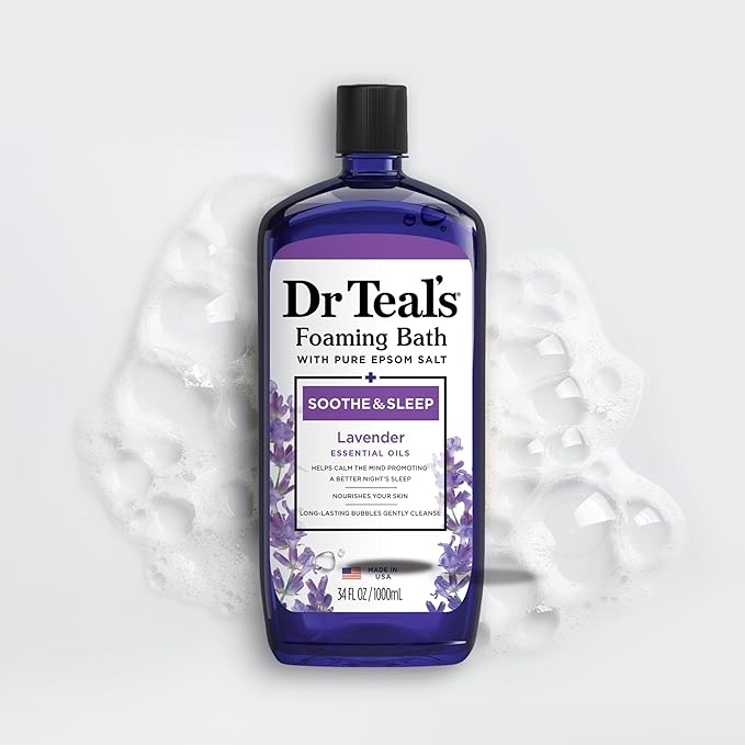 Dr Teal's Foaming Bath with Pure Epsom Salt, Soothe & Sleep with Lavender, 34 fl oz