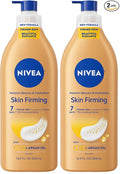 NIVEA Skin Firming Melanin Beauty & Hydration Body Lotion with Q10 and Argan Oil,Firmer Skin in as Little As Seven Days,16.9 Fl Oz Pump Bottle,(Pack of 2)