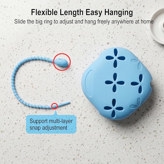 2 Pack Shower Steamer Holder Suction Cup, Silicone Bathroom Accessories with Adjustable Hanging Strap, Non-Slip Aromatherapy Diffuser Container, White & Blue