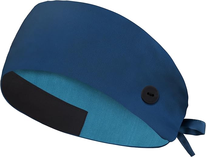 Satin Lined Scrub Cap, Adjustable Surgical Cap with Sweatband & Buttons, Soft and Wrinkle-Resistant Scrub Hat