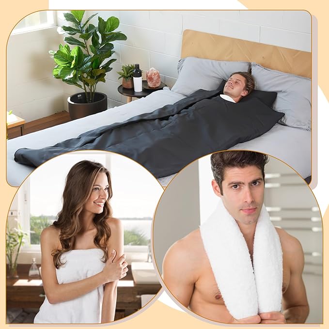 31"x71" Sauna Blanket Insert 2 Pack Machine Washable Blanket Towel Insert Super Absorbent Towel for Infrared Sauna Blankets (2, White)