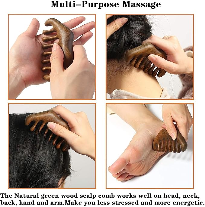OULIGET Wood Gua Sha Massage Tools Set,Scraping Scalp Massage Comb, Wooden Gua Sha Scraping Tools,3 Pieces.