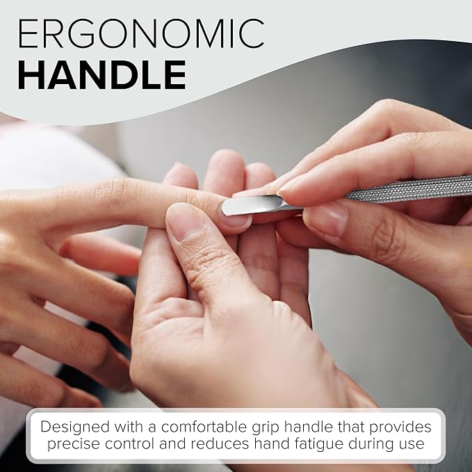 Stainless Steel Nail Cuticle Pusher with Spoon Nail Cleaner - Professional Dual Sided Fingernail Cleaner for Under Nails - Saloon Quality Dual Ended Manicure & Pedicure Tool for Cuticle Care & Nails