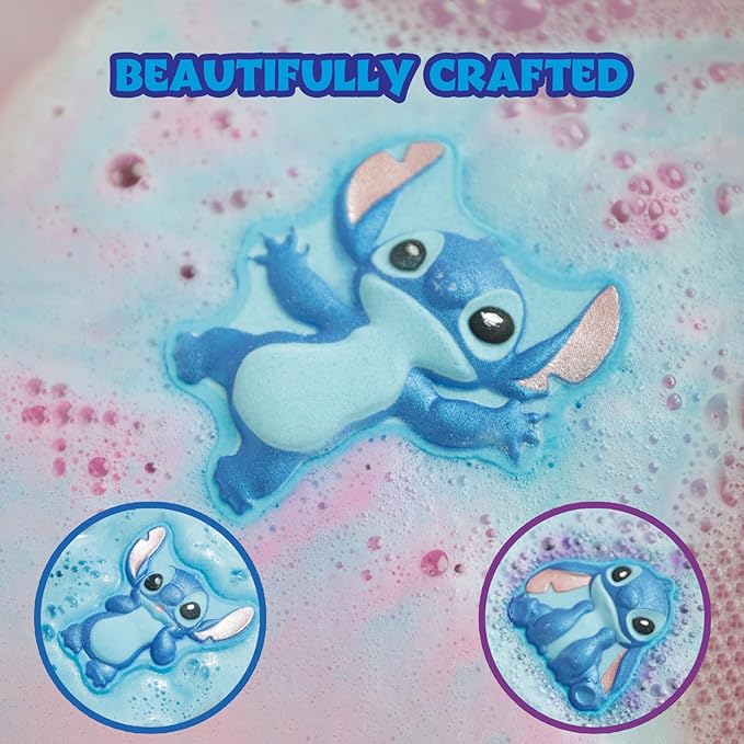 Stitch Bath Bombs for Kids, Fun Bright Rainbow Colors, Raspberry Scented for Kids, Ages 3+, by Townley Girl