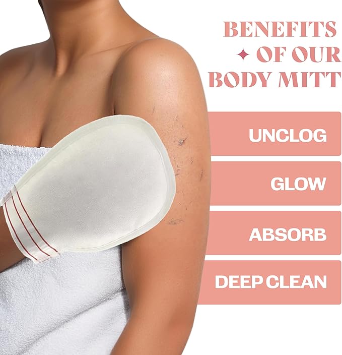 Exfoliating Glove (3 PCS) - Turkish Hammam Mitt for Bath, Exfoliating Body Scrubber Mitt, Dead & Dry Skin Remover for Body, Great for Spray Tan Removal, Smooth Skin Surface