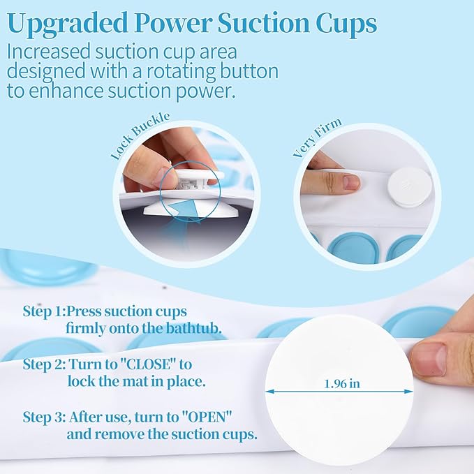 Crossing King Portable Spa Bubble Bath Massager - Bubble Bath Mat Tub Spa Massager with Upgraded Powerful Suction Cup, Electric Air Pump, Pillow and Remote Control for Relaxation, 45 * 17in (Blue)
