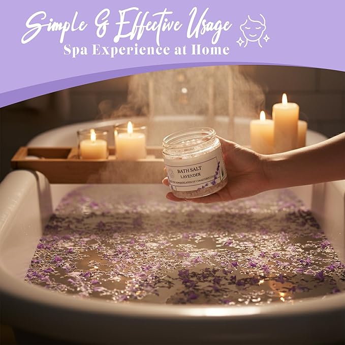 Himalayan Bath Salt with Lavender Petals, Essential Oil & Epsom Salt– 170 Grams, Detox & Wellness
