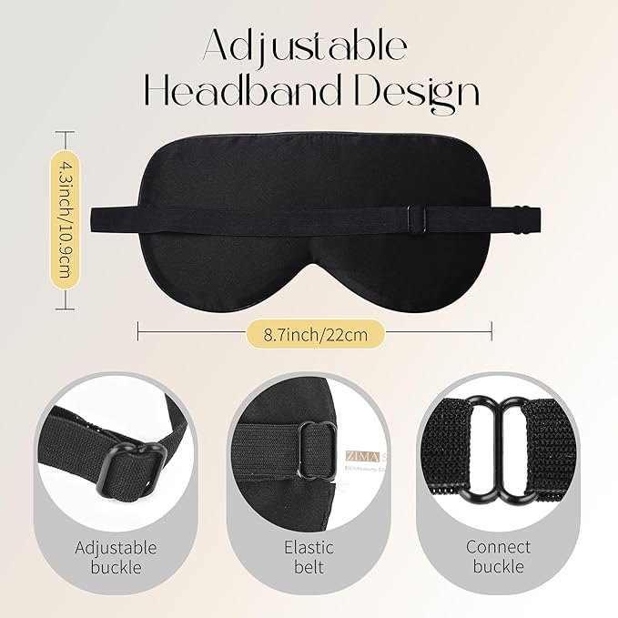 ZIMASILK 100% Natural Silk Sleep Mask Blindfold,Adjustable Super-Smooth Soft Eye Mask for Sleep with Bag(Pattern 5)