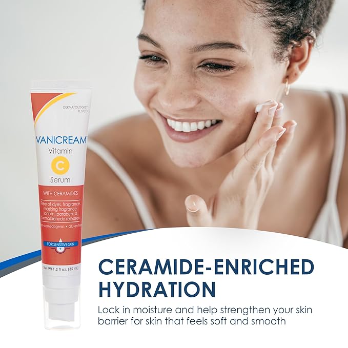 Vanicream Vitamin C Serum, 1.2 Fl Oz, Formulated without Common Irritants for Sensitive Skin, Milky and Lightweight Brightening Serum, Hydrates & Boosts Glow, Dermatologist-Tested (Pack of 12)