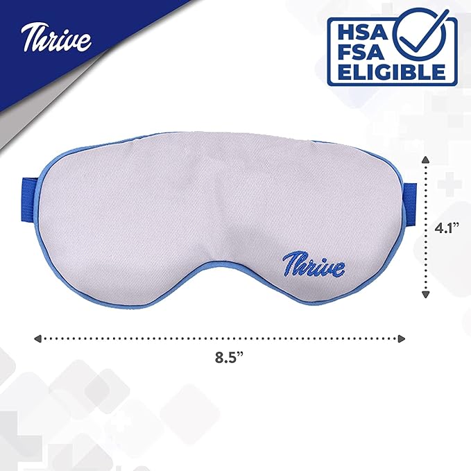 Thrive Clay Bead Eye Mask - Heated Eye Mask for Dryness Relief - Cold Compress for Puffiness - Stye Compress - Gray - with Washable Cotton Cover - Pack of 1