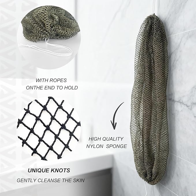 SPMKTBOZAI African Net Sponge Authentic, Loofah Exfoliating Body Scrubber Bath Sponge, African Exfoliating Net Sponge Back Scrubber Washcloth for Shower, Body Care Bathing Accessories (Blue)