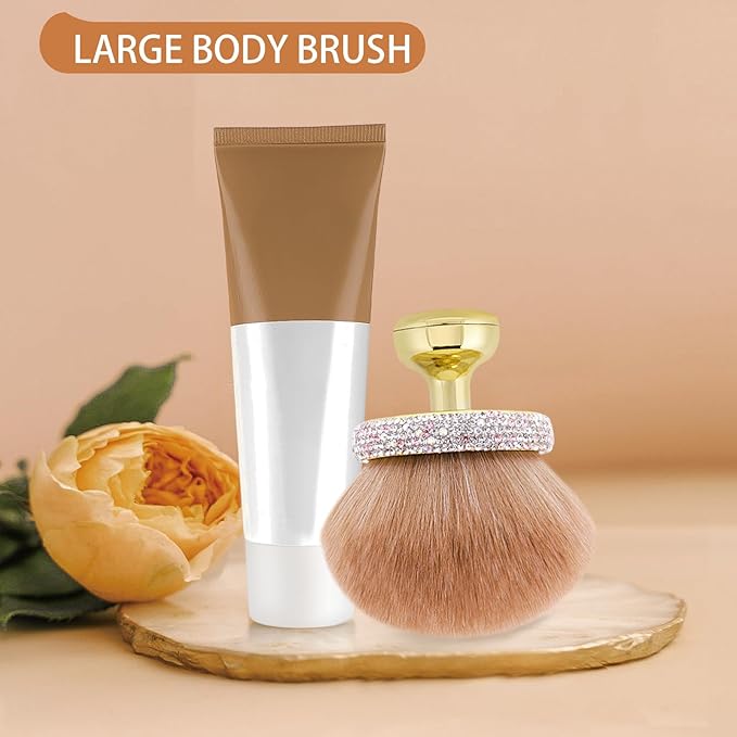 UNIMEIX Extra Large Body Makup Brush for Self Tanner Blend and Blur Body Brush, 3.2 Inch Wide-headed Sunscreen Applicator for Face, Legs, Body, Powder, Cream and Foundation (Gold)