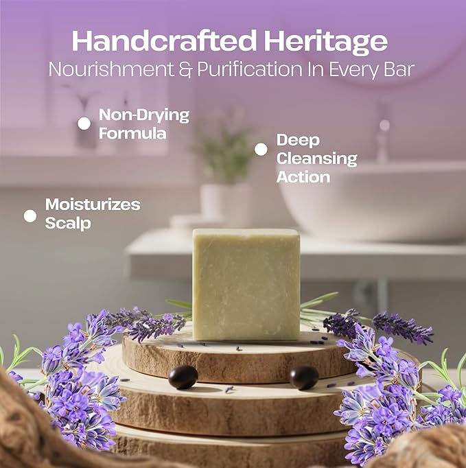 Dr.Ancient Lavender Soap Bar, Organic Soap Bars Handcrafted the Traditional Way, Natural Chemical-Free, Vegan, Used for Face Wash, Body Wash, and Hand Cleansing, Relaxing, Refreshing