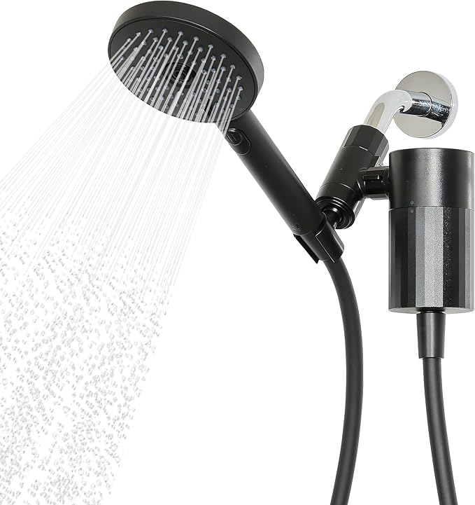 Sproos - Handheld Showerhead with Filter Set, High Performance Filtration System for Healthier Hair and Skin, Extra Long 70 Inch Hose, 3 Customized Spray Functions, Black