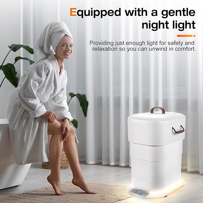 Large Towel Warmer for Bathroom - 27L Foldable Towel Warmer Bucket with LCD Display & Remote Control, Auto Shut Off, Fits Up to Two 40"X70" Oversized Towels, Bathrobes, Blankets, and More