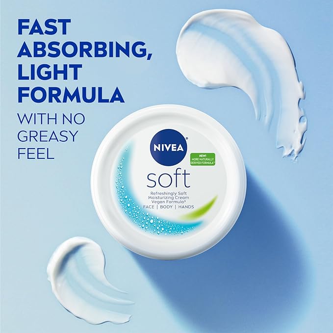 NIVEA Soft Refreshingly Soft Moisturizing Cream, Lightweight Body Moisturizer for Face, Body and Hands, Mothers Day Gifts, 16 Oz Jar