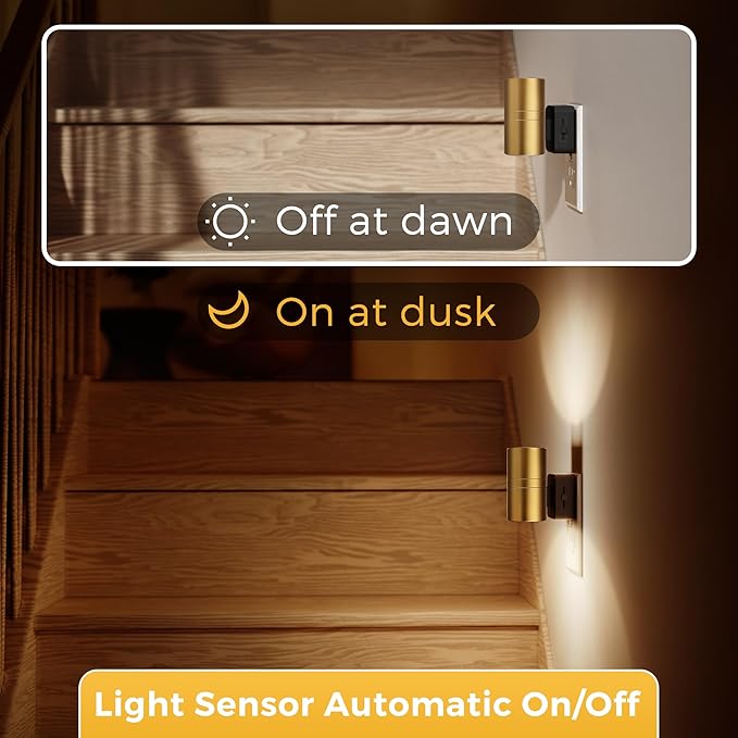 L LOHAS LED Night Light,Dimmable Night Lights Plug into Wall, 2 Pack Automatic Nightlight with Light Sensor, 3000K Soft White 0-100LM Modern Nightlight for Kids Bedroom Hallway