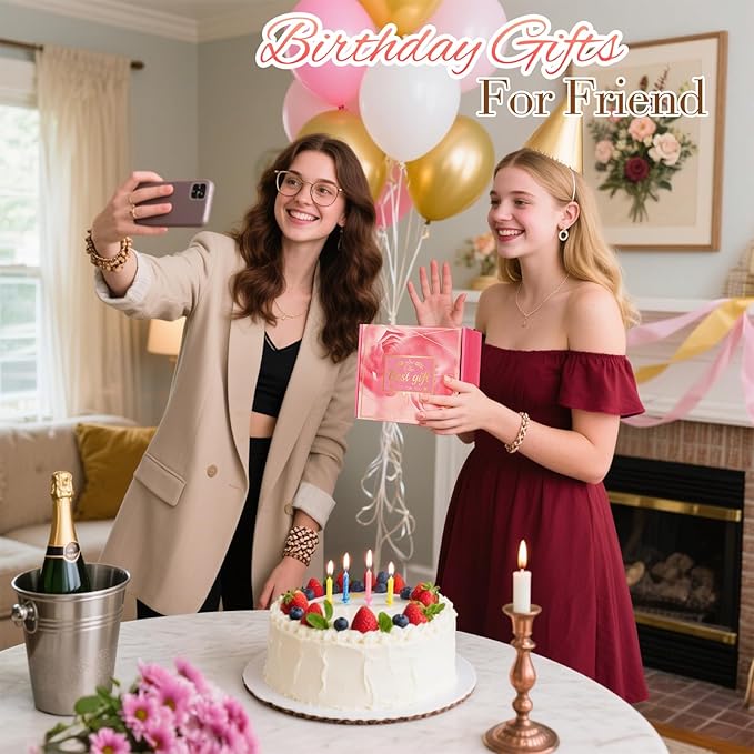 Best Friend Gifts for Women: Eletorot Mothers Day Gift for Friendship, Unique Pink Spa Relaxation Baskets Set for Birthday, Galentines, Valentines, Christmas, Easter, Graduation, Long Distance BFF
