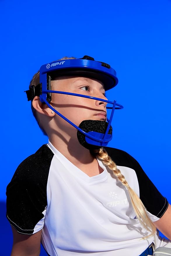 RIP-IT Original Defense Softball Face Mask, Lightweight, Protective Fielder's Softball Face Shield with Ponytail Strap & Soft Foam Padding