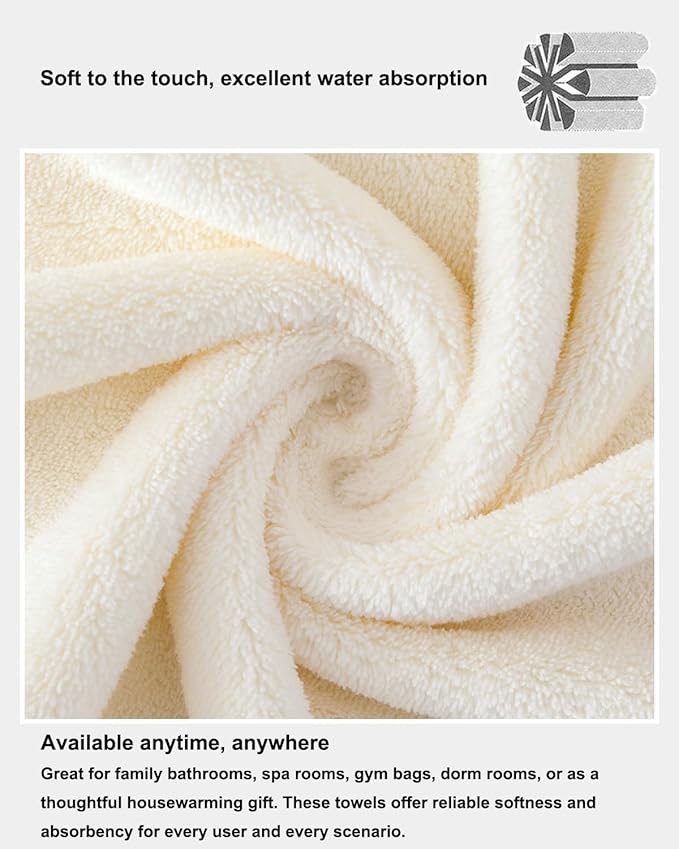 sakano Microfiber Bath Towel Set Ultra Soft Absorbent Speedy Drying Fade Resistant, 4 Bath Towels and 4 Hand Towels, Perfect for Family Bathroom, Gym, and Spa Use - White