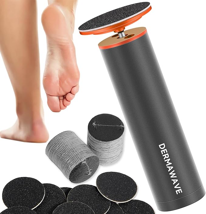 DERMAWAVE Electric Callus Remover for Feet with 60 Sandpaper Discs, Adjustable Speed Professional Foot File Electric Heel Grinder Sander Pedicure Tool for Men & Women